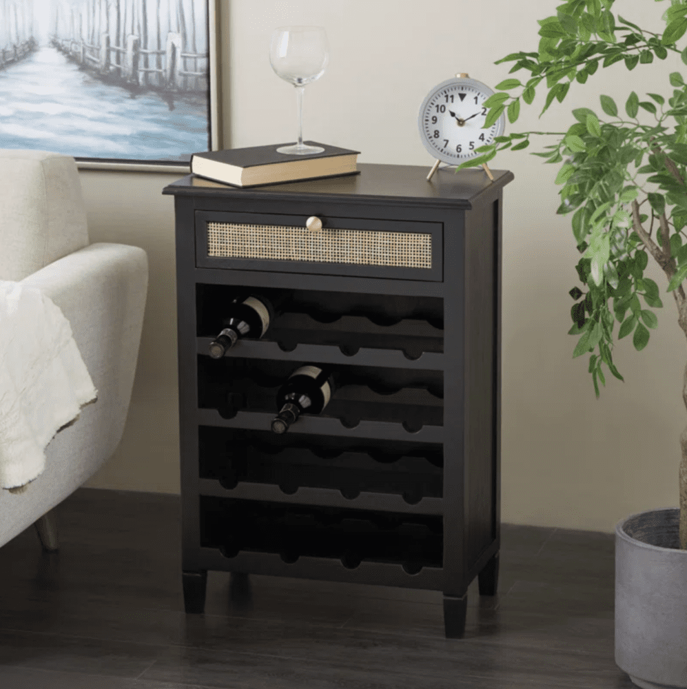 side table with built in wine rack